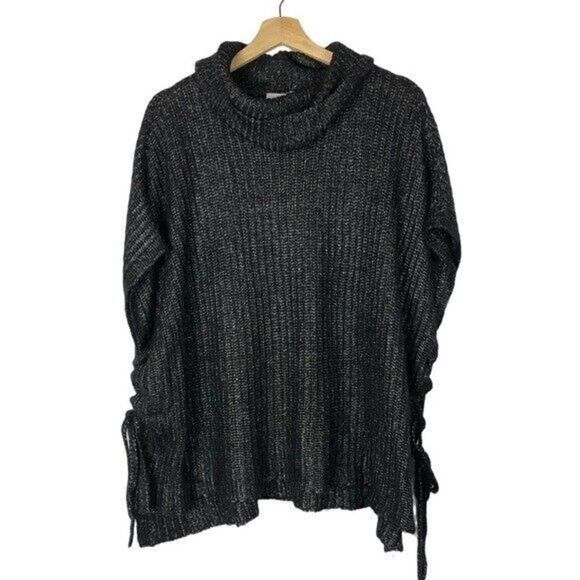 Calvin Klein Black & Silver Metallic Short Sleeve Sweater XS/S - Picture 1 of 4